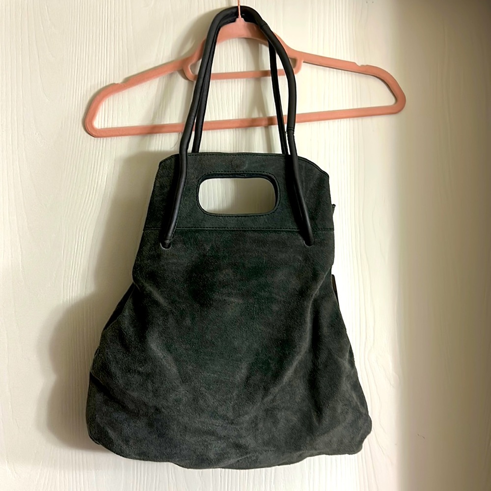 Gray suede free people hobo shoulder bag